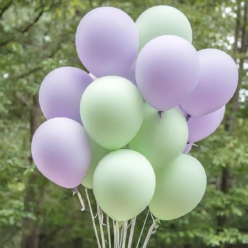 Image of Regular Balloon Combo For Decoration with Glue Dots & Balloon Arch Strip - Party Decor Set For Easy Party Setup (PURPLE GREEN, 100)