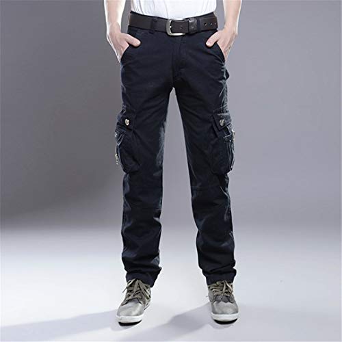 PUNKDBOTTO Summer Cargo Pants Men Military Straight Fit Baggy Cargo Long Trousers Side Many Pocket Jogger Black 28