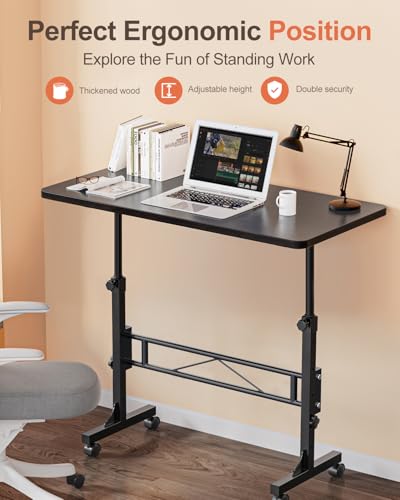Amztabler DESK1 Small Standing Desk Adjustable Height, Mobile Stand Up Desk With Wheels, 32 Inch Portable Rolling Desk Small Computer Desk thumb #1