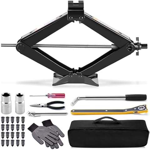 Car Jack Kit, 2 Ton (4409 lbs) Scissor Jack for Car, Portable Tire Changing/Repairing Kit with Lug Wrench, Universal Tire Jack Kit for Car Auto, SUV, MPV Cover