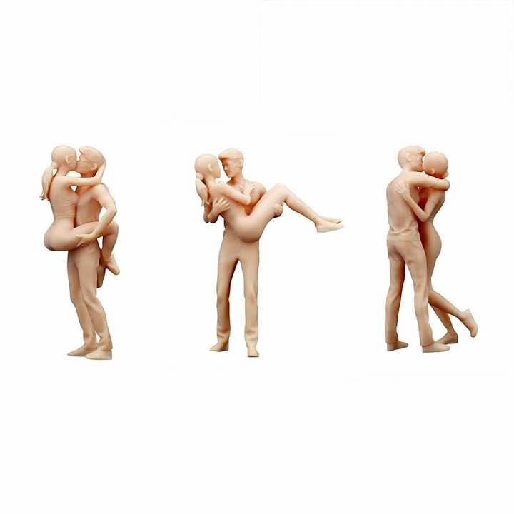 ZEDACA 3-Piece 1:64 Lovers Model Figures - White Miniature Crafts, Approx. 2.8 Cm, DIY Diorama Models