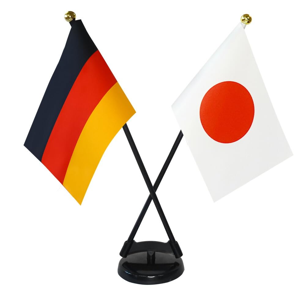 Amazon | TOSPA ドイツ×日本 国旗 ミニフラッグ 2本立てクロスセット