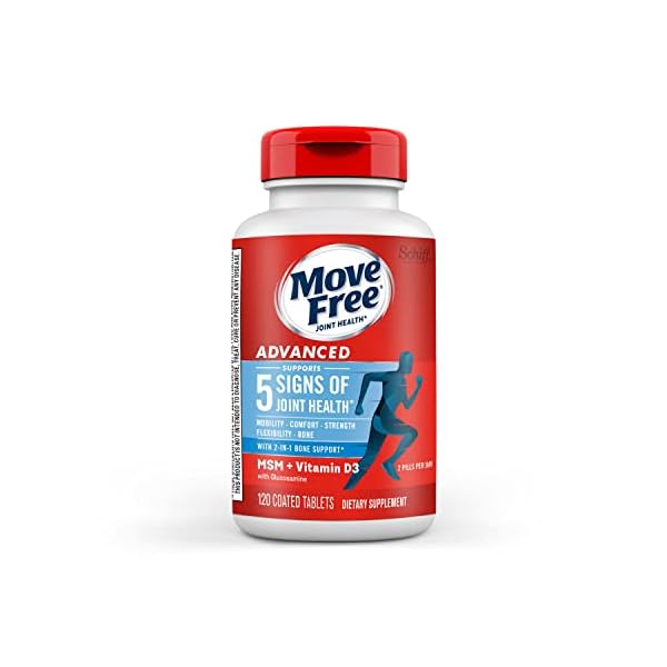 Move Free Advanced Glucosamine Chondroitin MSM + Vitamin D3 Joint Support Supplement, Supports Mobility Comfort Strength…