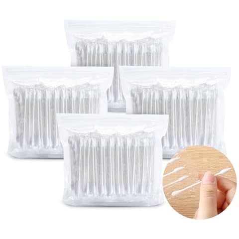 Cotton Swabs, Individually Wrapped Cotton Buds, 400 Count Biodegradable Cotton Tip Applicator Suitable for Ear, Beauty Care, Cleaning, Make-up（Round and Pointed Shape Cotton Heads） Cover