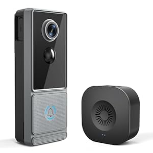 Doorbell Camera with Wireless Chime, Wireless Doorbell Camera, 2 Way Audio, Smart Motion Detection, Compatible with Alexa & Google Assista, Real Time Alert for Home, 2.4GHz WiFi.