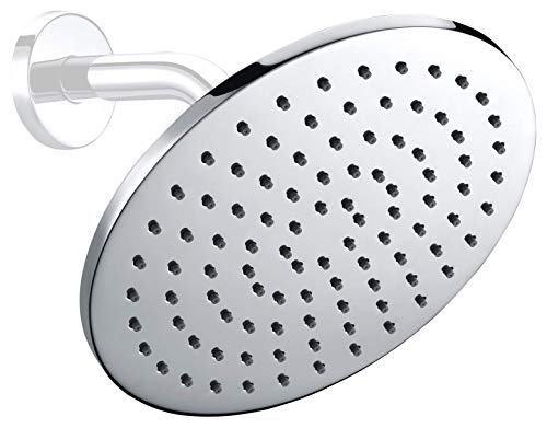 ALL METAL 8 Inch Rain Shower Head Polished Chrome | 2.5 GPM High Flow Rainfall Showerhead with Pressure Optimization | Large Round Rainshower for Wall Mount, Overhead or Ceiling Mount Installations