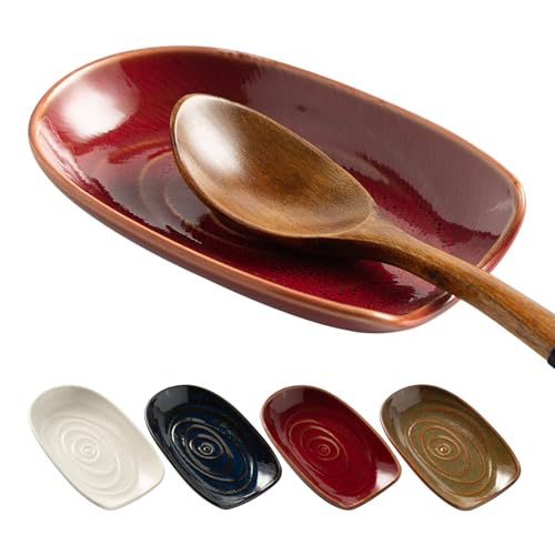 Ceramic Spoon Rest for Kitchen Counter (Red)