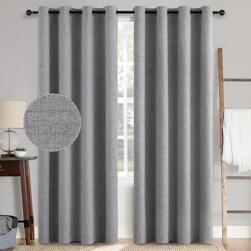 MIULEE Rideaux Opaques Rideaux isolants Thermiques avec Oeillets Rideaux en Lin 100% Opaques Rideaux occultants de Protection Contre Le Froid pour Le Salon Lot...