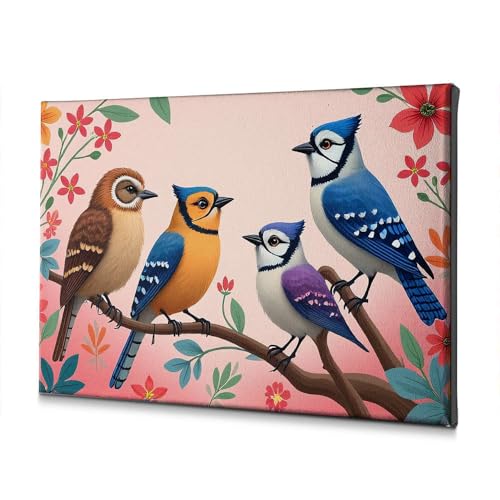 Toile rustique oiseaux colorés PKRD pour apporter de la joie et de la couleur