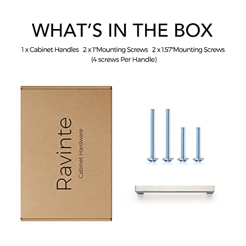 Image of Ravinte 1 Pack Cabinet Handles Square Cabinets Cupboard Handles Brushed Nickel Drawer Pulls Stainless Steel Kitchen Cabinet Pulls Cabinet Hardware Drawer Handles 5 inch Hole Center