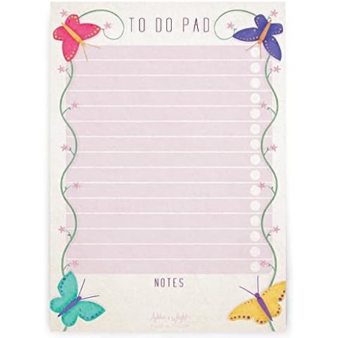 Monster Stationery - Butterfly Design - A5 to Do Pad/Daily Schedule Planner/Desk Pad - 60 Sheets - 80gsm - Made in UK Cover