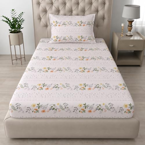 Image of Amazon Brand - Umi Trendy Single Bed Sheet Set | Pure Cotton 160 TC | 60X90 Inches | Pillow Cover 17X27 | Elegant Home & Hostel Bedsheet