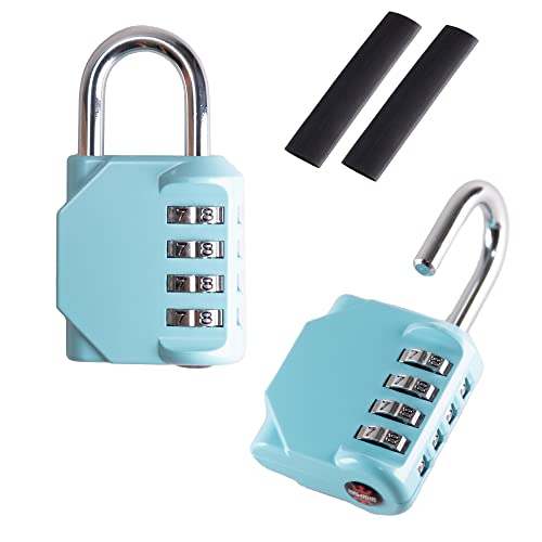 Kawaha Cl12As Combination Lock, 4 Digit Outdoor Combination Padlock Set Your Own Combination For Gym Locker Lock, School, Gates, Doors, Toolbox, Hasps And Storage (Aqua Sky *2) #TOP3