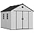 YITAHOME 8x10 FT Outdoor Storage Shed with 2 Vision Windows, Extra Thick Plastic Garden Shed, Waterproof Heavy Duty Resin Shed with Floor, Vents & Lockable Doors for Patio, Bikes Tools Supplies, Gray