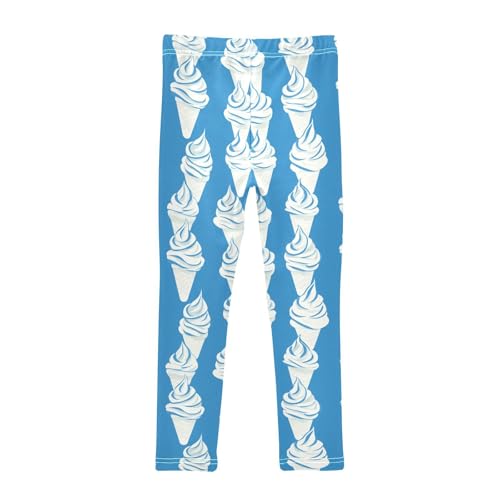 White Blue Ice Cream Girls Casual Leggings for Kids Printed Long Pant Bottoms Stretch and Soft2