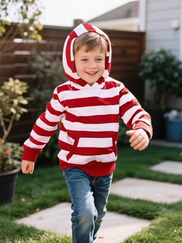 COSLAND Boys' Striped Hoodies Kids Cotton Long Sleeve Hooded Sweatshirts, X-Small-Large2