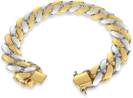 TEX 18k Two-Tone Gold 14mm Miami Cuban Bracelet, 7.5"