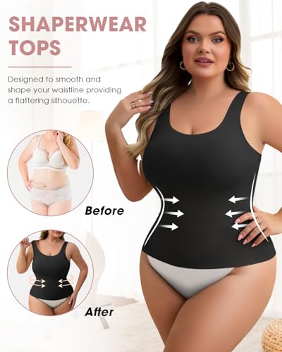 Tummy Control Tank Tops for Women No Show Shapewear Camisole Tops Seamless Slimming Cami3