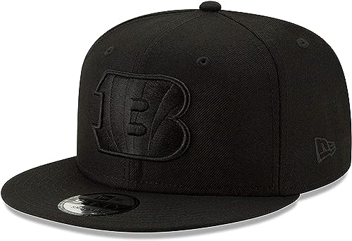 New Era NFL 9FIFTY Black On Black Adjustable Snapback Hat Cap One Size Fits All (Cincinnati Bengals)