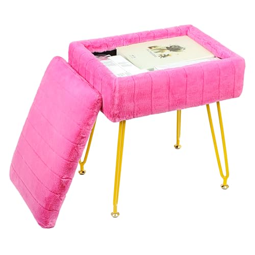H&B Luxuries Multi-Functional Footrest Ottoman – Comfortable, Stylish, and Practical for Home & Office (Rose red, with Storage)