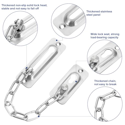 Türkette,tür Kettenschloss,Tür sicherheitsriegel,Türschloss Kette,Vorhängekette Haustür,Sicherheitsriegel Kette, Sicherungskette Tür,Kettenschloss Wohnungstür,Sicherheitsschloss(Silber)