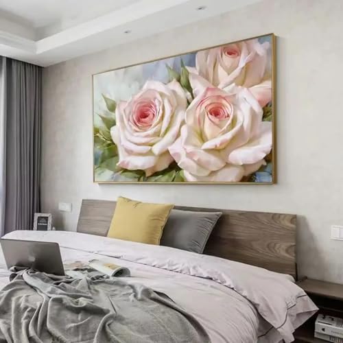 Impression florale moderne nordique affiche de roses rose pâle déco murale salon 70x140