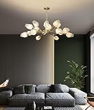 IDEQUY 15-Light Gold Sputnik Glass Chandeliers Modern Pendant Light Mid Century Branches Ceiling Lig