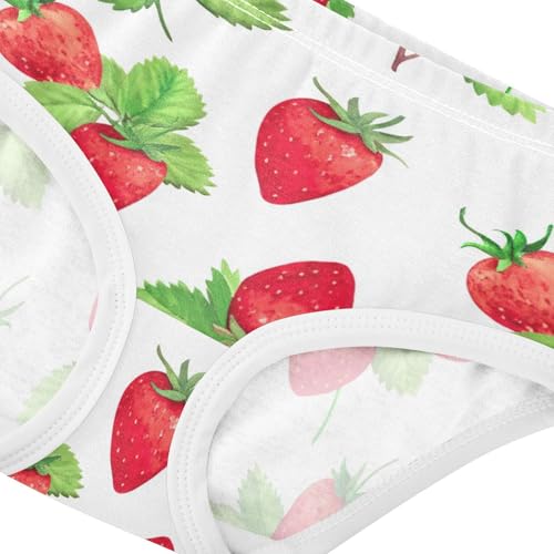 Watercolor Strawberries White Cute Panties Girl Girls Underwear Toddlers Cotton Fancy Kids Undies Briefs 2t4