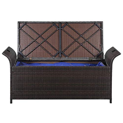 vidaXL Gartenbank Poly Rattan Bank Sitzbank Auflagenbox Kissenbox Gartentruhe – Bild 5