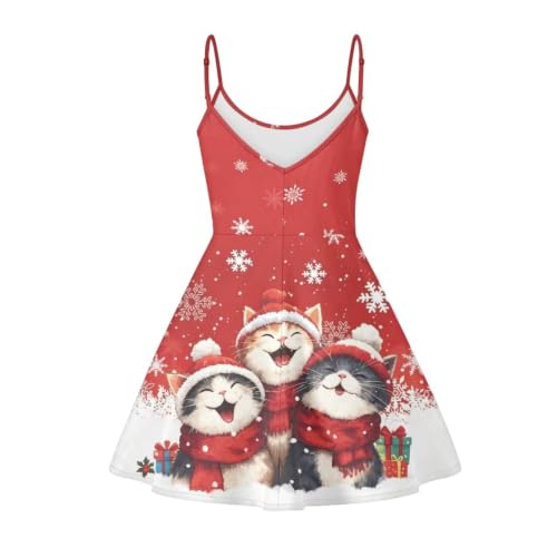 Image of Women's Spaghetti Strap Dress Summer Casual Swing Sundress Girls Beachwear Swing Mini Dress