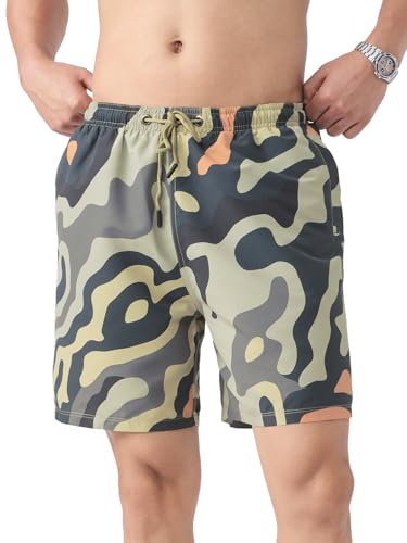 Image of The Souled Store Swin Shorts: Men and Boys Drawstring Waist Polyester Regular Fit Quick-Dry Lightweight Swim Shorts