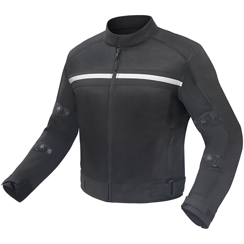 WICKED STOCK Motorcycle Jacket- CE Level1 Reflective Summer Biker Jacket with Adjustable Cuffs & Waist Belt - Lightweight & Comfortable Mesh Motorcycle Jacket with Armor for Men - Thumbnail 3