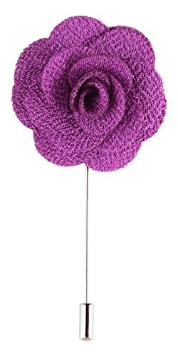 Men's Lapel Flower Pin Handmade Boutonniere for Suit - Begonia (Purple)