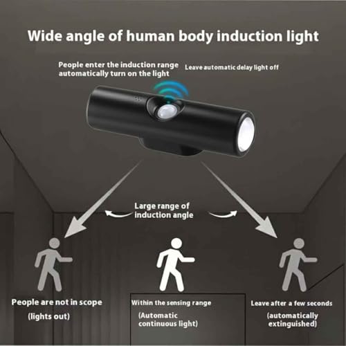 Image of GITGRNTH Black RGB LED Indoor Wall Light with Motion Sensor, Rechargeable Color Changing Up Down Light | Modern 2 Way Automatic Wall Lamp for Home Bedroom, Hallway, Closet & Wardrobe