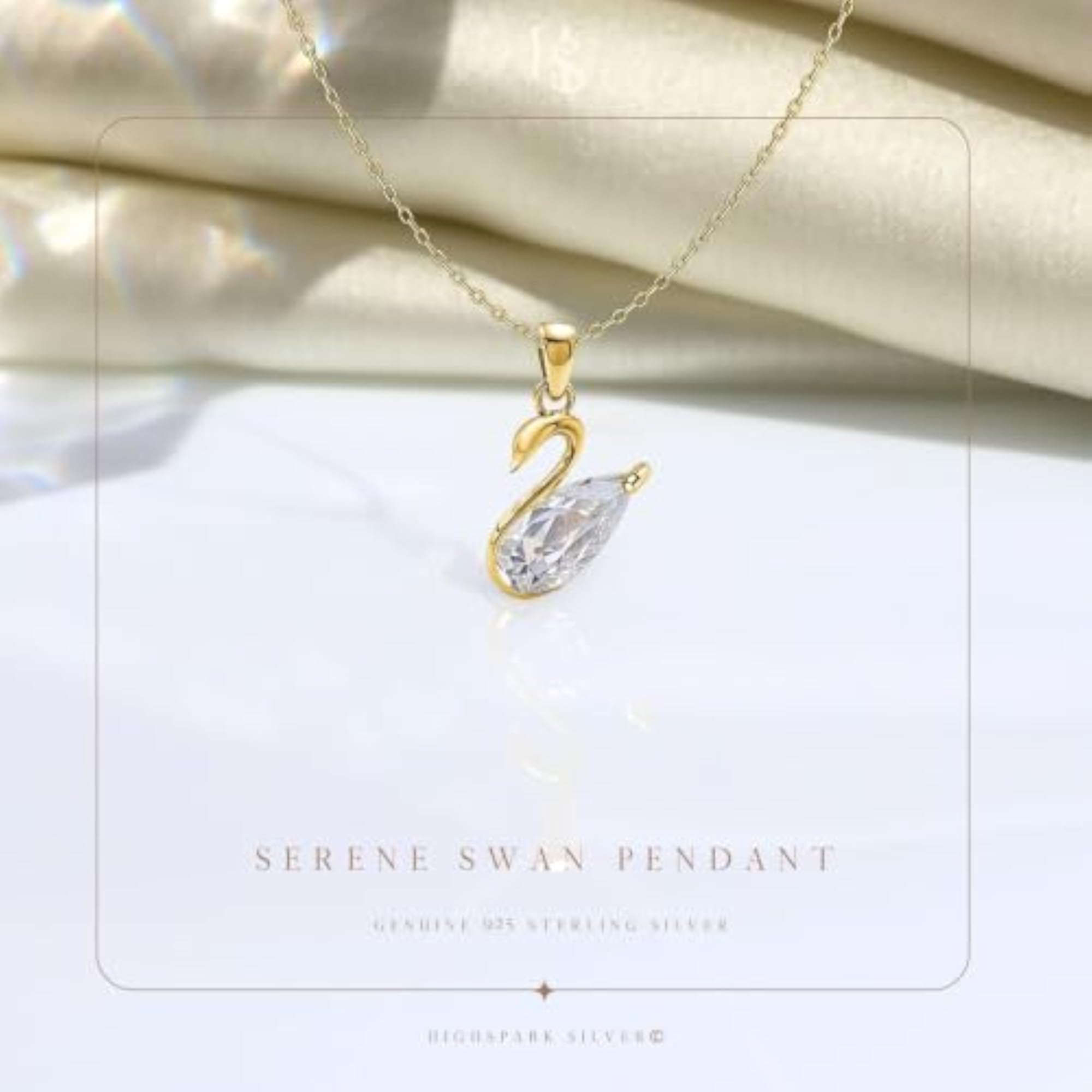 Women's 925 Sterling Silver Swan Pendant Necklace