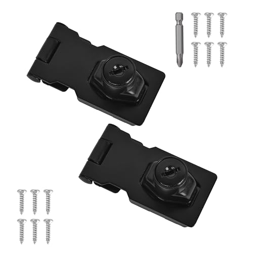 Image of 2 Pcs keyed Hasp Lock,2.5 inch keyed hasp Locks Twist knob keyed Locking hasp for Cabinet Small Door,Hasp Lock with Keys,Metal Safety Hasp Latches (2 Pcs Black, 2.5 inch)