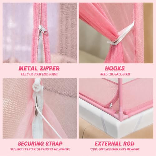 Image of Dawnwake Mosquito Net, Anti-Fall Mosquito Neting Bed for Babies /Adult /Outdoor,Portable Foldable Travel /Camping Mosquito Net Tent, Suit for King Size Bed (Pink, 200 * 180cm)