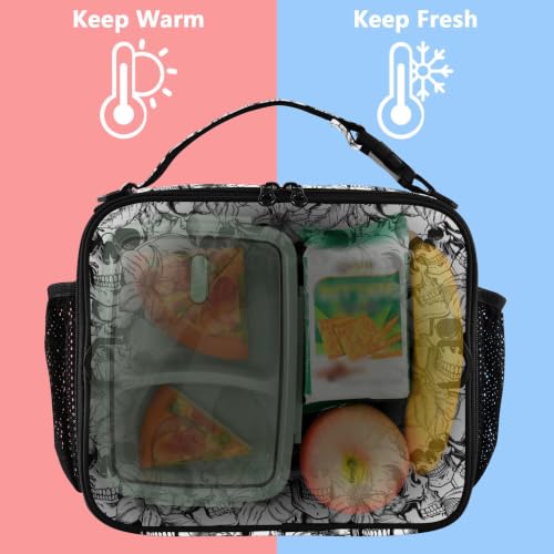 Lonchera térmica reutilizable e impermeable de calavera con correa para niños y niñas 5