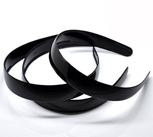 PEPPERLONELY Brand 12 PC Black Plastic Hairband Headband 15 Inch ( 38CM )