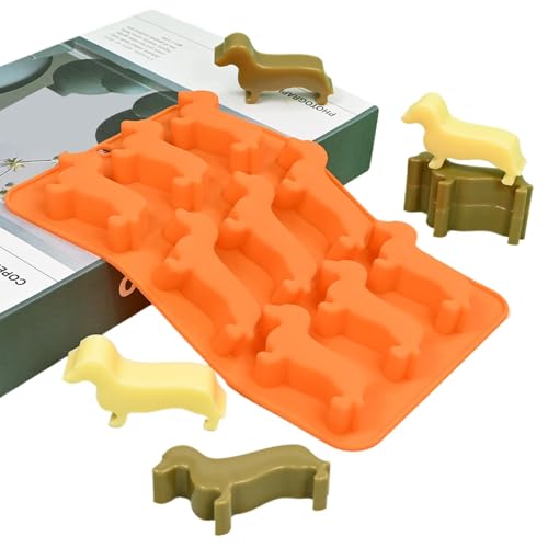 Molde de horno para perro salchicha, molde de hielo de silicona salchicha | Molde de fondant de silicona alimentaria con forma de perro salchicha, molde de perro salchicha de 9 cavidades para
