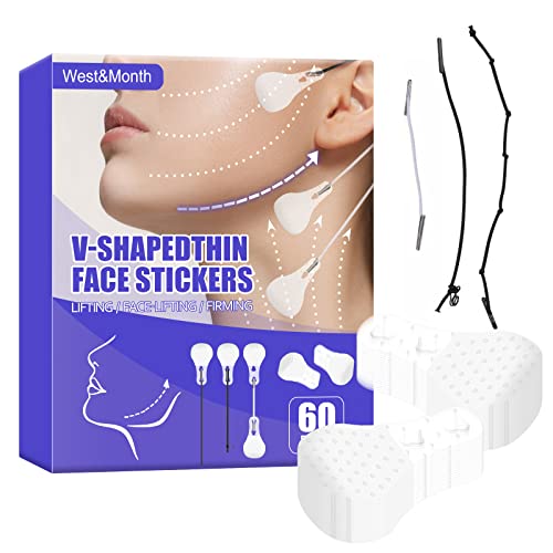 Face Lift Tape, 60 Pcs High Elasticity & Waterproof Instant Face Lifting Sticker, Ultra-thin Invisible Face Tape for Hiding Facial and Neck Wrinkles Lifting Saggy Skin