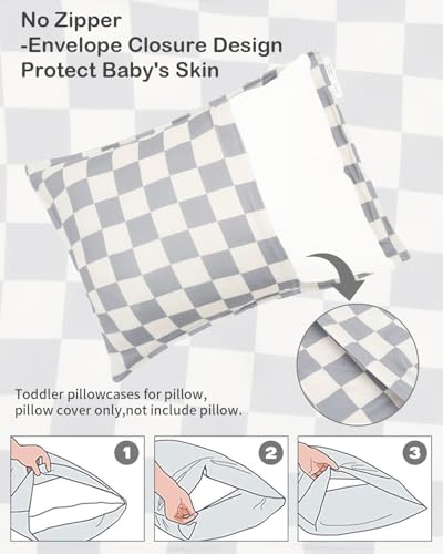 Image of ALVABABY Toddler Pillowcases Stretchy Soft Kids Pillow Cover 2 Pack Fit 13 inchx 18 inch or 12 inchx16 inch Envelope for Girl Boy Sleepy Travel Christmas 2TPE41A