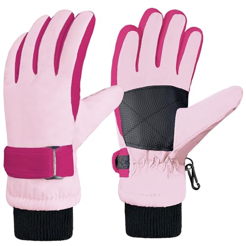ehsbuy Thermo Winterhandschuhe Kinder Wasserdicht Warme Fleece Skihandschuhe Winddichte Anti-Rutsch Kinder Handschuhe Winter für Jungen Mädchen Schneehandschuhe Outdoor Sport