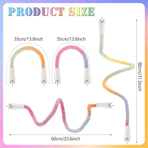 Image of 4Pcs Rope Perches for Bird Cages, Bendable Climbing Rope Cage Accessory Toy, Perfect for Parrots Cockatiels & Budgies, BirdToys, Swings & Ladders for Medium Birds