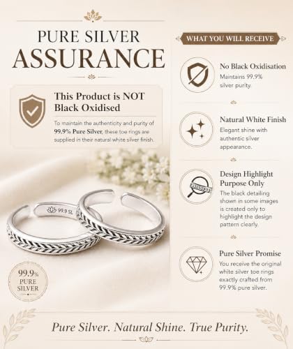Image of Milan Jewellers 99.9% Pure Silver Toe Rings | Womens | Certified | Stamped (Pure Chandi Bhichiya)
