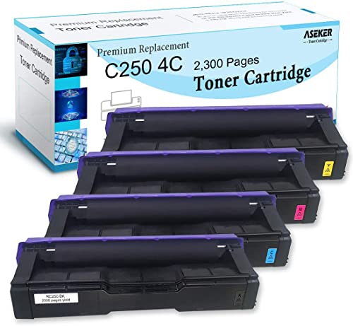 ASEKER Compatible Cartouche de Toner pour Ricoh SP C250 C250DN C250E C250SF C250SFw C261SFN C261SFNW C261DNW Imprimante, Haut Rendement 2300 Pages, 407539 407540 407541...