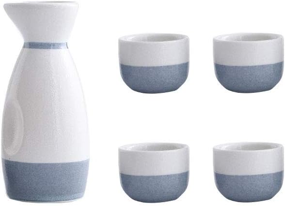 3 Piece Set / 5 Piece Set Retro Sake Cup Japanese Sake Set Craft Ceramic Sake Cup Cold/Hot/Tea/Sake Cup Japanese Sake Set (Size : H) ()