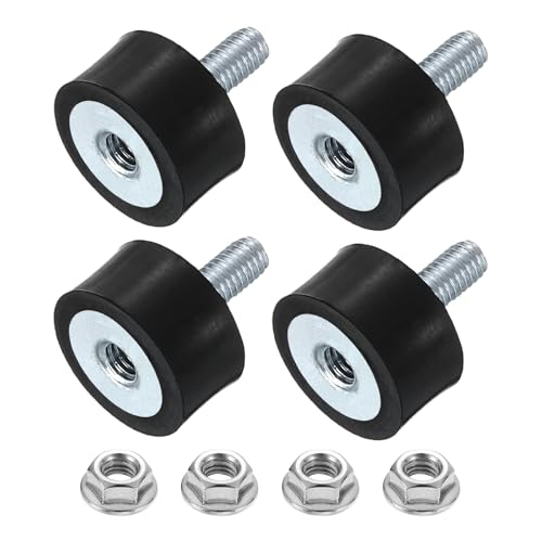 QUARKZMAN M4 Supports En Caoutchouc, 4Pcs 15x8mm(DxH) Cylindriques Anti-Vibration Isolateur Avec Ecrou De Blocage Pour Car Bobbin Generator Air Compressors