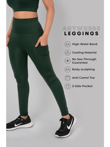 Image of High Waisted Leggings for Women with Side Pockets, Squat-proof, Gym Legging, Bottom Sportswear for Girls & Women, Medium Compression, Stretchable Tight with Premium Fabric