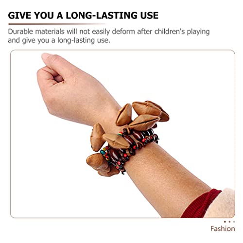 Vaguelly Kashaka Instrument Bracelet 2Pcs Nut Shell Handbell African Tribal Nuts Shell Bracelet Bangle Hand Bell Music Percussion Instrument Accessories African Tribal Nut Handbell African Drum #TOP2